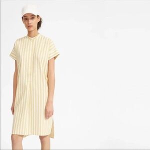 Everlane The Cotton Popover Striped Midi Shirtdress Yellow Size 6